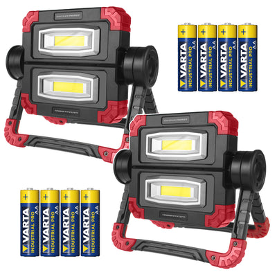 Pracovní lampa LED COB Maclean, 300 lm, 3 režimy svícení, teplota barev 6500 K, MCE439 2 kusy + 8x baterie Varta Industrial AA