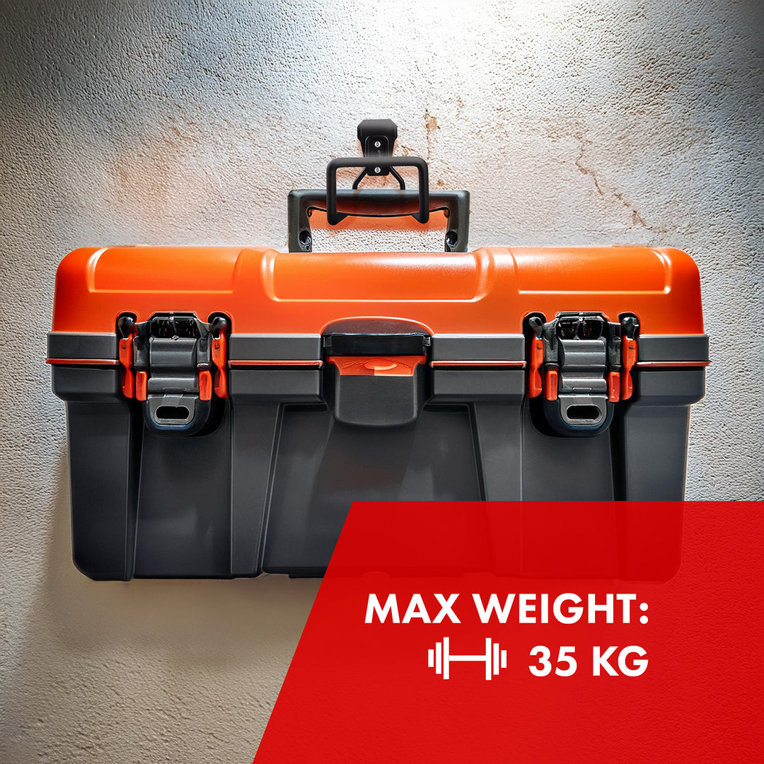 Nástěnný držák do garáže Maclean, na pneumatiky, zahradní nářadí, žebřík, hadice, kola, ocelový, max. zatížení 35 kg, MC-441, 3 kusy