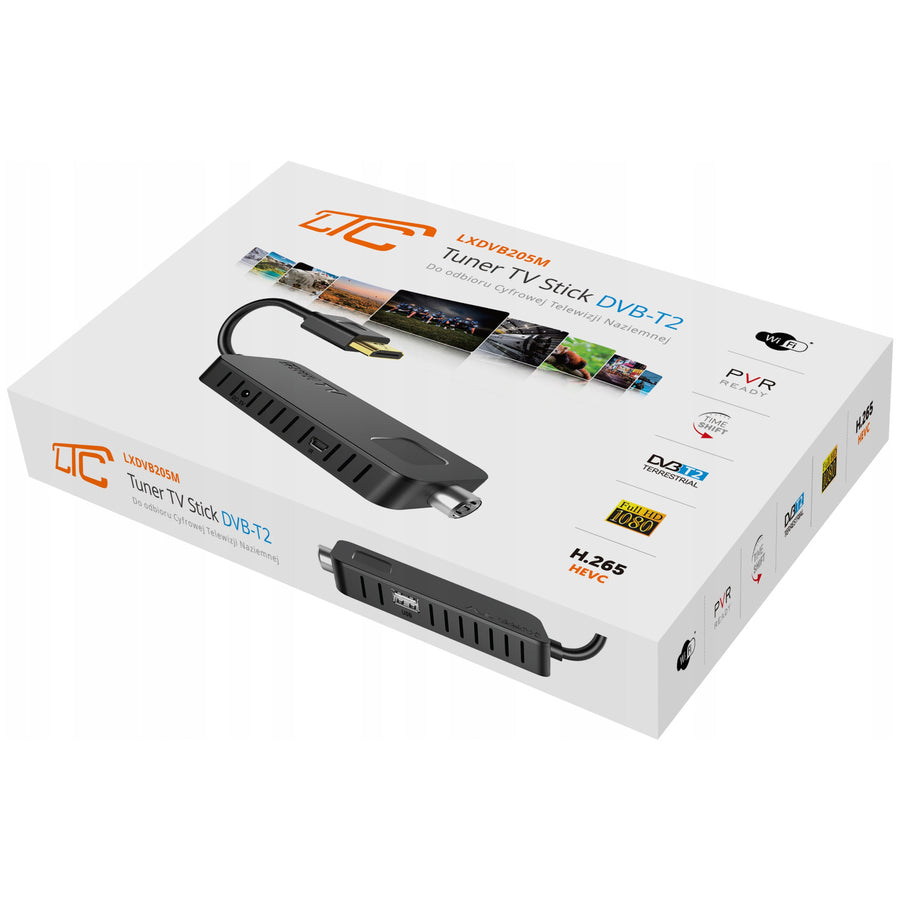 TV tuner STICK DVB-T2 LTC, pro pozemní vysílání, kvalita Full HD 1080, funkce TIMESHIFT, LXDVB213M