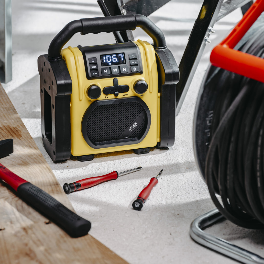 Stavební rádio Adler, Bluetooth 5.1, IPX 54, výkon 10 W, AD 1911