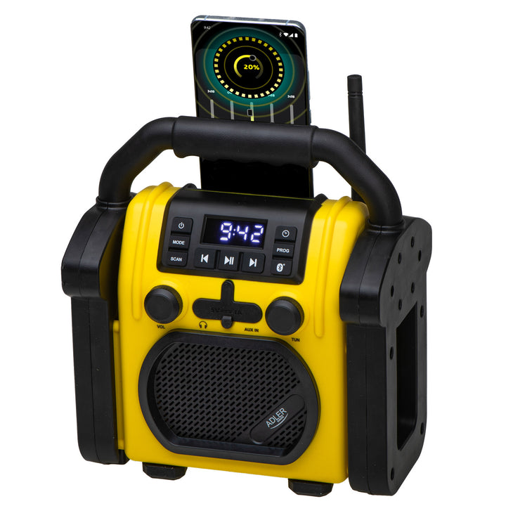 Stavební rádio Adler, Bluetooth 5.1, IPX 54, výkon 10 W, AD 1911