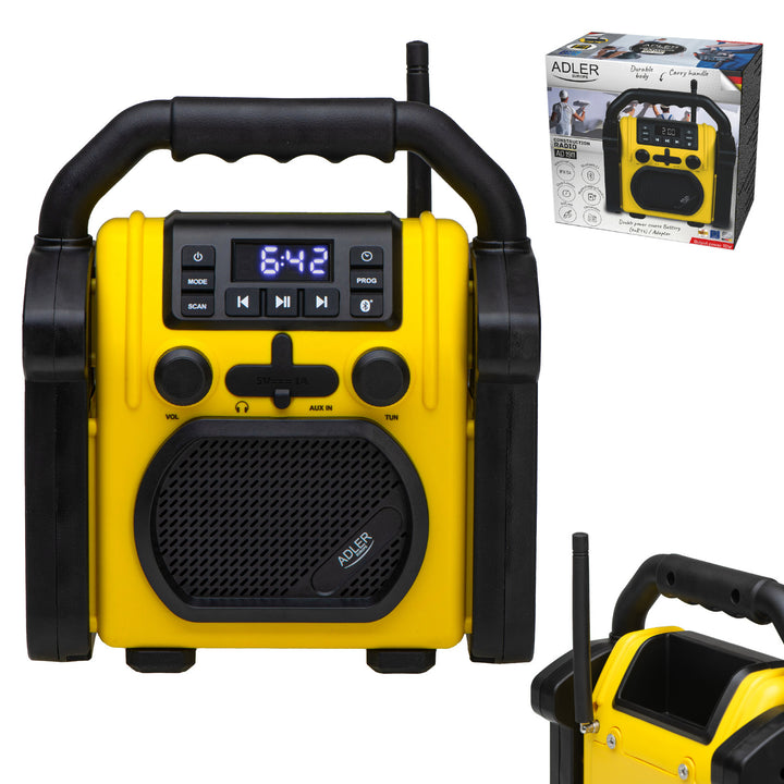 Stavební rádio Adler, Bluetooth 5.1, IPX 54, výkon 10 W, AD 1911