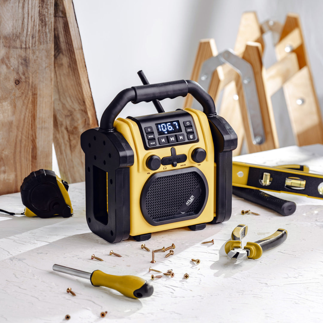 Stavební rádio Adler, Bluetooth 5.1, IPX 54, výkon 10 W, AD 1911