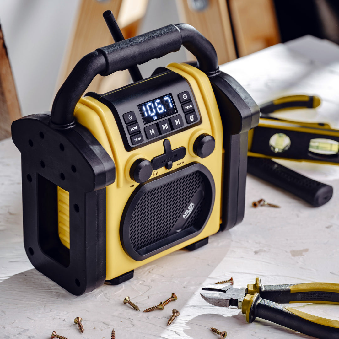 Stavební rádio Adler, Bluetooth 5.1, IPX 54, výkon 10 W, AD 1911