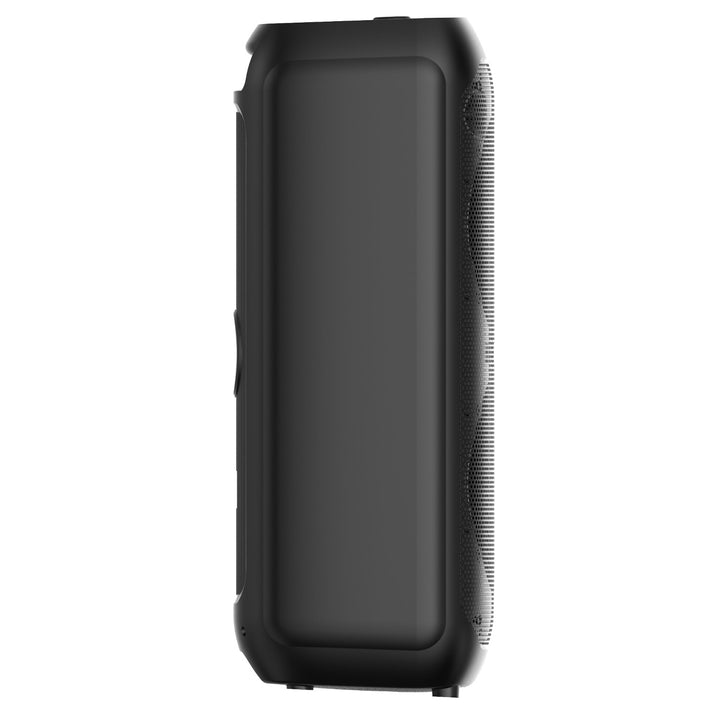 Velký Bluetooth reproduktor, 120 W RMS/1400 W PMPO, dva 8" reproduktory, ekvalizér, funkce karaoke, MP3/microSD karty, USB, AUX, BT 5.3+EDR, displej, LED, vestavěná baterie, dálkové ovládání, MT3185