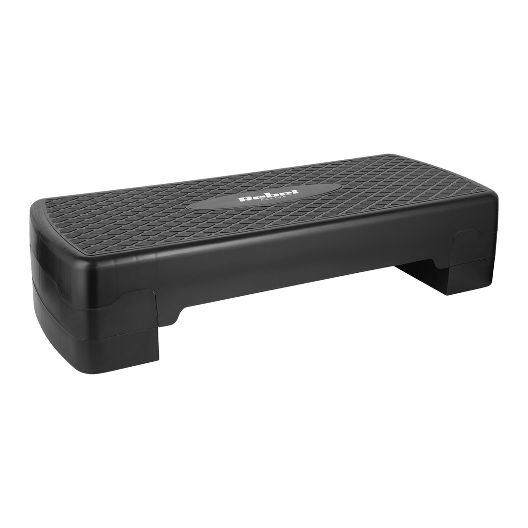 Step pro aerobik a fitness cvičení Rebel Active, 3 stupně, 68 cm, černý, RBA-3227-BK