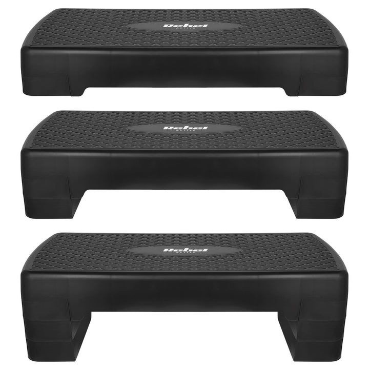 Step pro aerobik a fitness cvičení Rebel Active, 3 stupně, 68 cm, černý, RBA-3227-BK