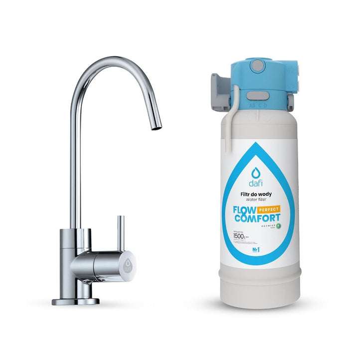 Filtrační systém Dafi Flow Comfort Perfect, včetně kohoutku na filtrovanou vodu, průtok filtru až 4,3 l/min, chromová barva, F.FR.FIL.POD.Z.REG.BAT.1.DR