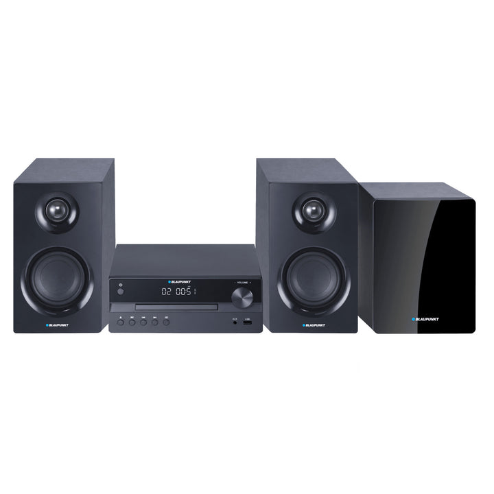 Mikrosystém Blaupunkt, výkon 240 W, HDMI/CD/USB/FM/BT/PLL, parametrický ekvalizér, LED displej, funkce hodin a budíku, černá barva, MS55SUB