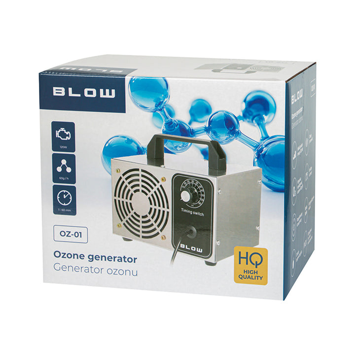 Generátor ozonu Blow, výkon 60000 mg/h, příkon 120 W, nízká spotřeba energie, dlouhý kabel, nastavitelná doba provozu, 4 desky pro ozonizaci, 67-300#