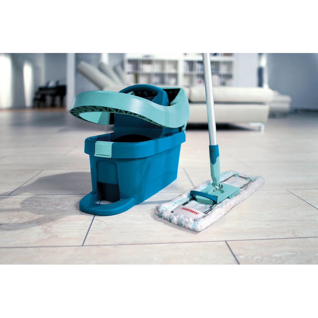 Sada Profi Leifheit, mop a kbelík na kolečkách, vymačkávání nohou, snadné vyprazdňování, objem 8 l, nástavec Micro duo, 55096
