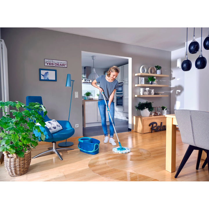 Sada Clean Twist Leifheit, rotační mop a kbelík, nastavitelná délka rukojeti, objem kbelíku 6 l, nástavec Micro duo, 52101