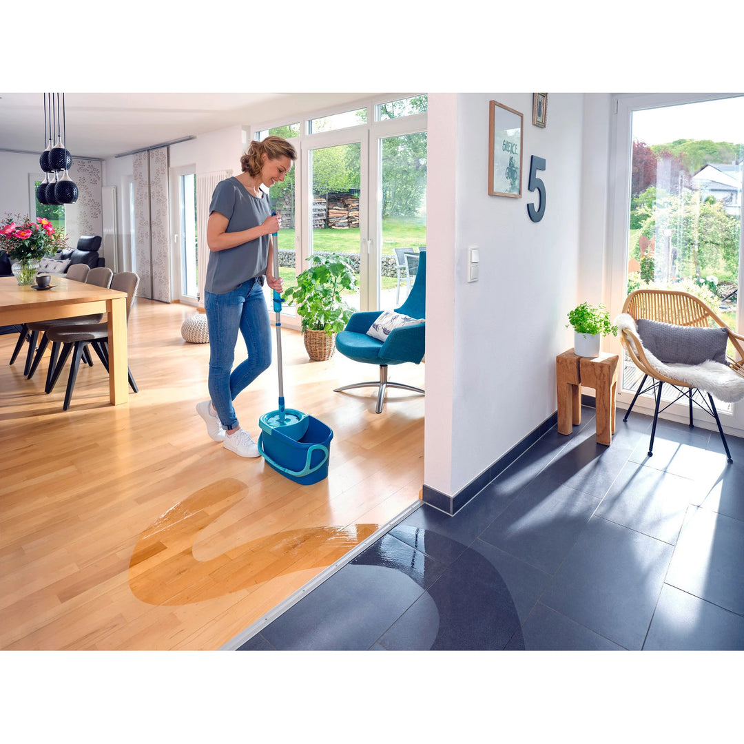 Sada Clean Twist Leifheit, rotační mop a kbelík, nastavitelná délka rukojeti, objem kbelíku 6 l, nástavec Micro duo, 52101