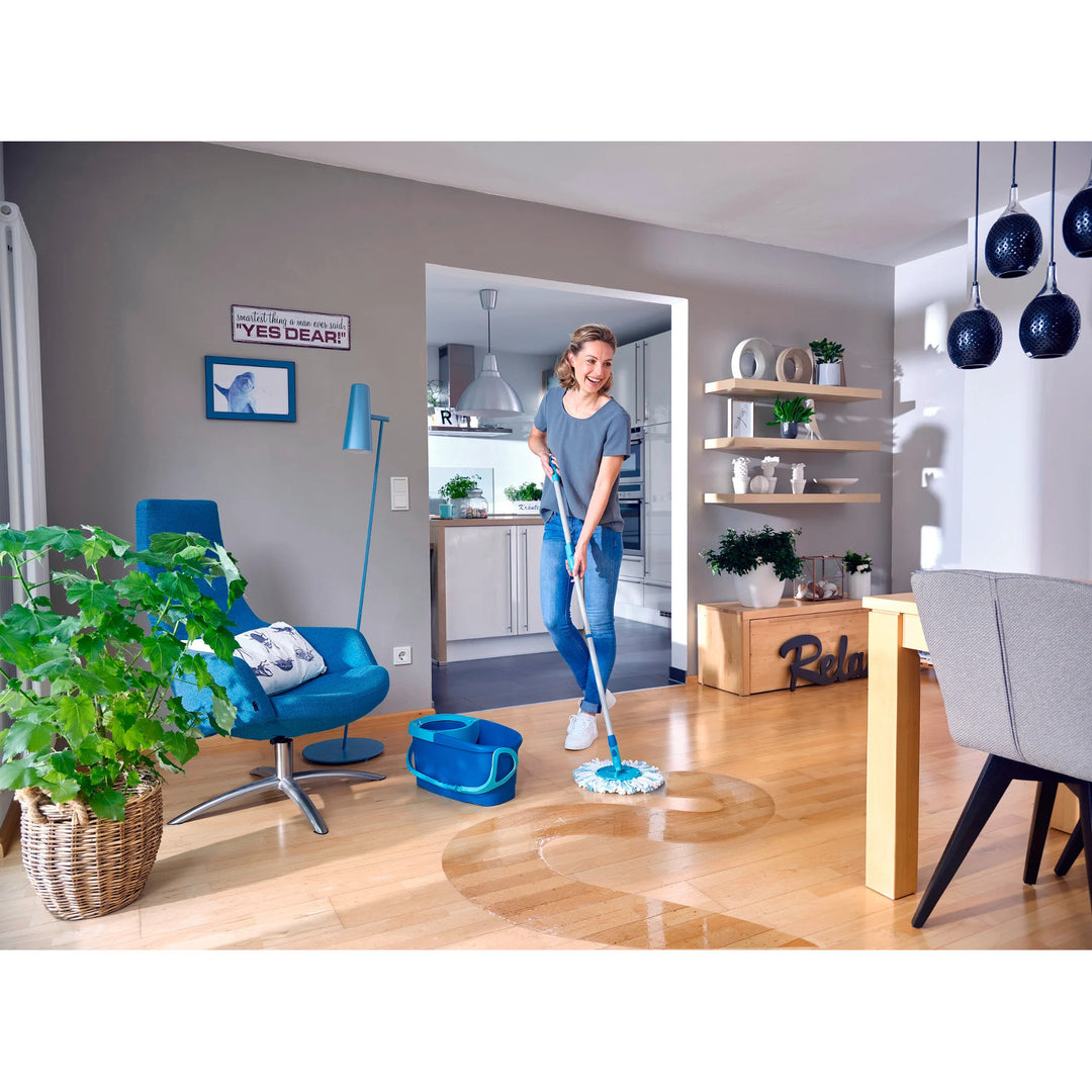 Sada Clean Twist Leifheit, rotační mop a kbelík, nastavitelná délka rukojeti, objem kbelíku 6 l, nástavec Micro duo, 52101