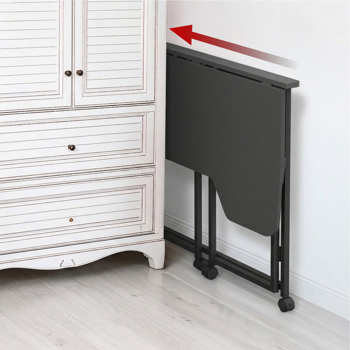 Skládací psací stůl Maclean, černý, pojízdný, 100 × 65 cm, max. 50 kg, úhlový, tvar L, MC-1250 L/B