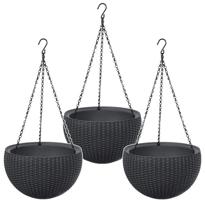 Závěsný květináč Keter Sphere Planter, barva antracitová, 3 ks