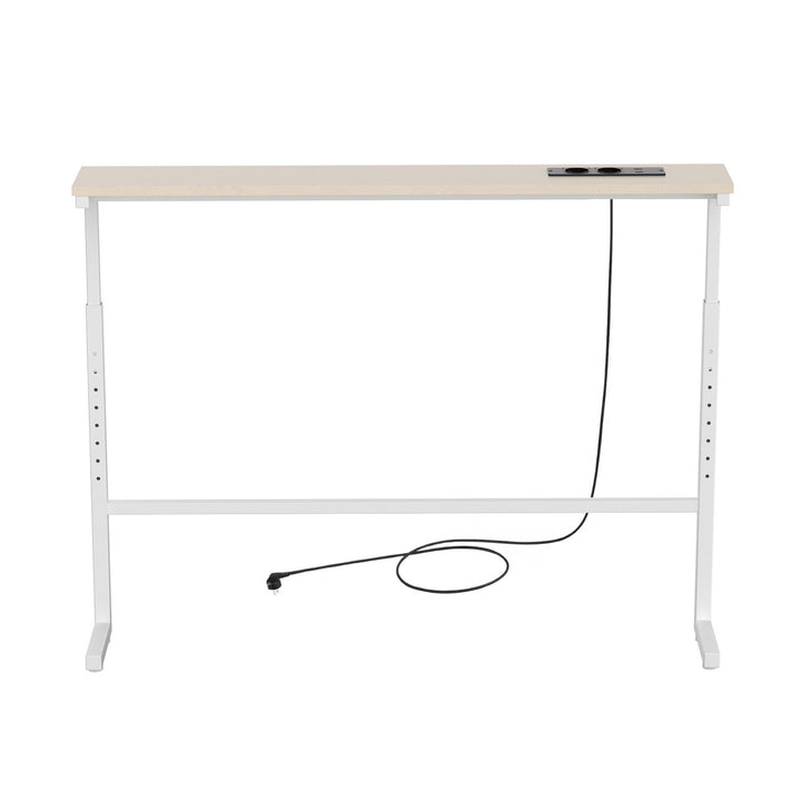 Konzole / stolek s nabíjecí lištou Maclean, bílý se světlou deskou, výškově nastavitelný v rozmezí 62–83 cm, max. 25 kg, kabel 2,5 m, MC-140 W