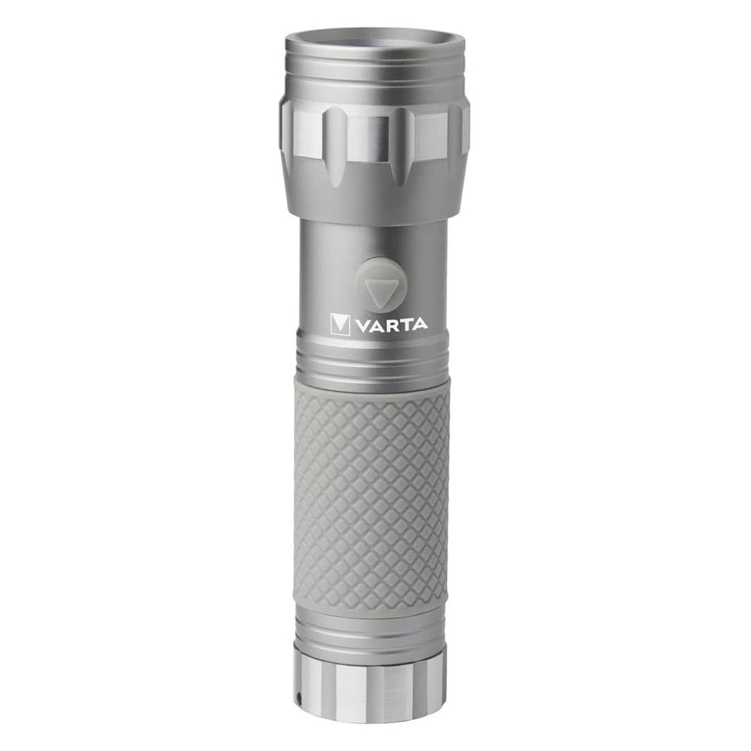 Hliníková ruční UV LED svítilna 15638, vlnová délka UV záření 395–400 nm, technologie Multi LED + baterie Varta v balení