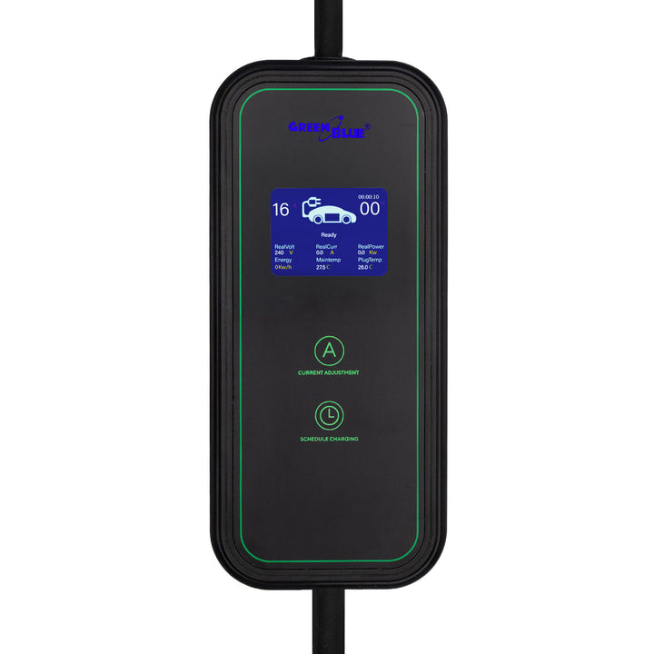 Nabíječka pro elektromobily (EV) / plug-in hybridy (PHEV) GreenBlue, přenosná, typ 2, délka kabelu 6,8 m, IP65, 11 kW, 220–380 V střídavého proudu, 50/60 Hz, 16 A, 3 fáze, GB1100