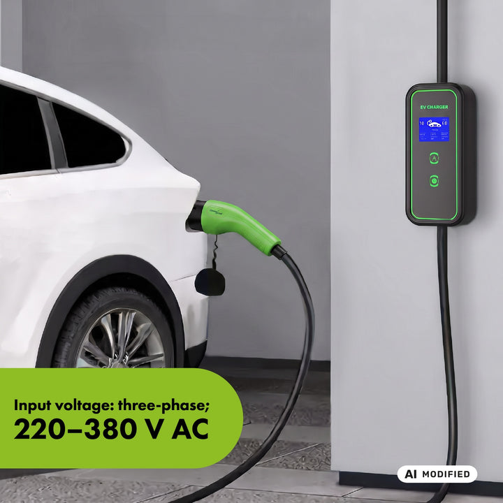 Nabíječka pro elektromobily (EV) / plug-in hybridy (PHEV) GreenBlue, přenosná, typ 2, délka kabelu 6,8 m, IP65, 11 kW, 220–380 V střídavého proudu, 50/60 Hz, 16 A, 3 fáze, GB1100