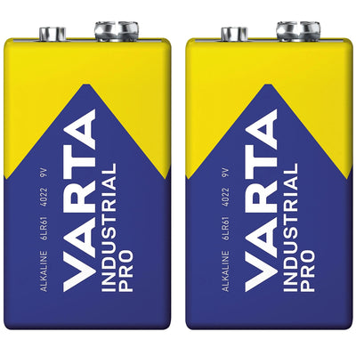 2x baterie R9V R-9 6LR61 9V R-9 alkalická Varta Industrial Pro