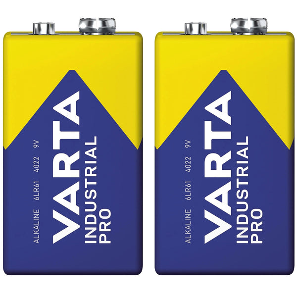 2x baterie R9V R-9 6LR61 9V R-9 alkalická Varta Industrial Pro