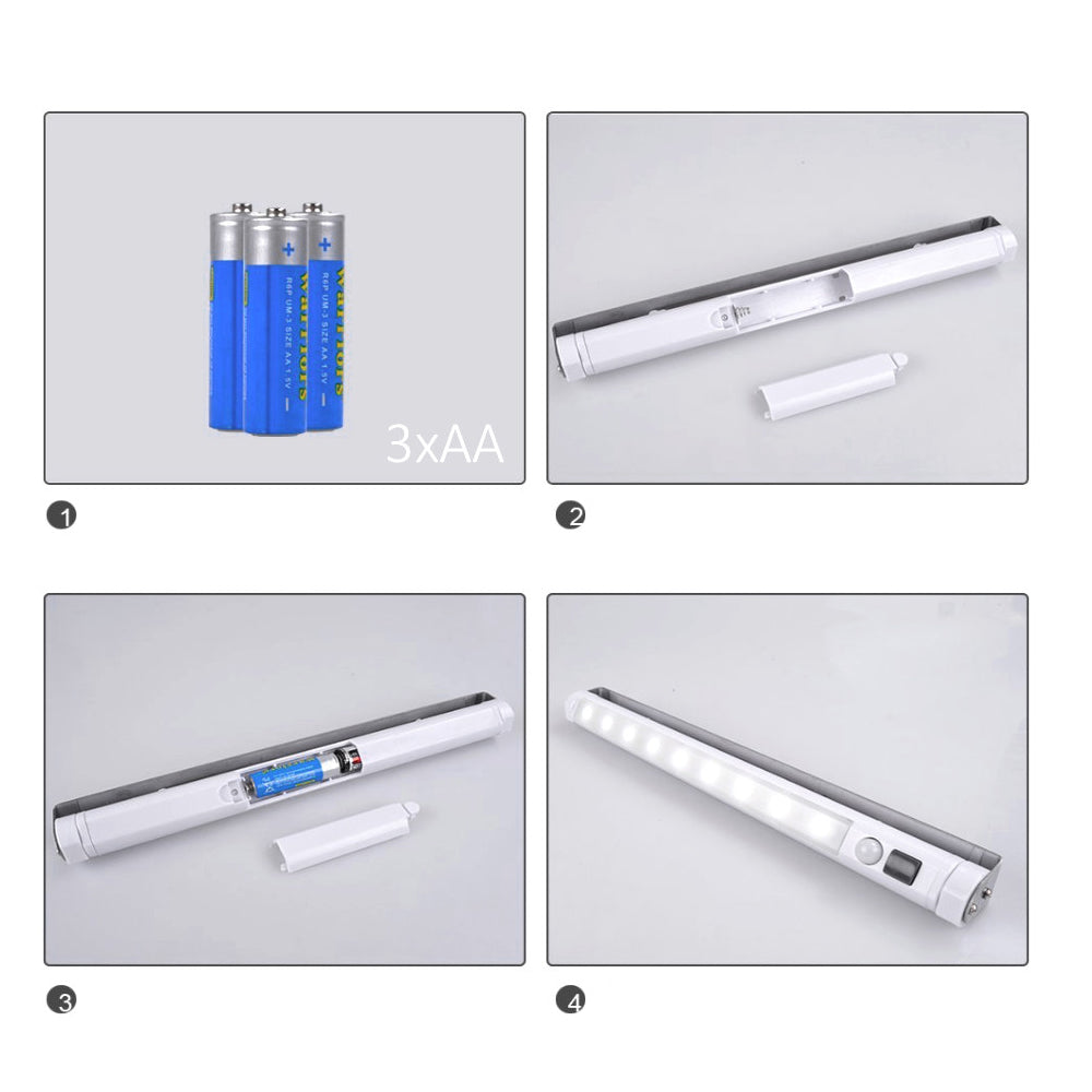 2x kuchyňská LED lampa Maclean, podskříňová, 9 SMD, na baterie, PIR senzor pro zapnutí/vypnutí, MCE166 + 6x baterie R-06, R06, AA, LR06 1,5 V VARTA Longlife Power