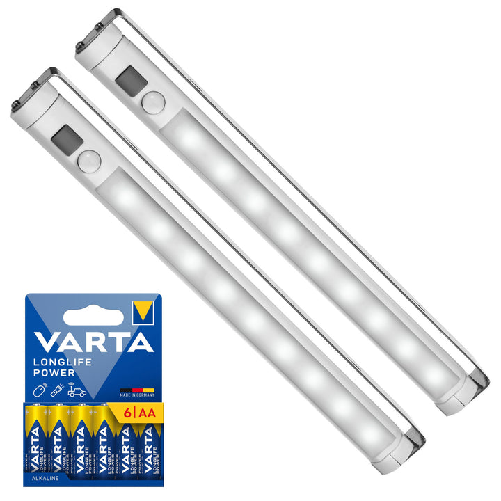 2x kuchyňská LED lampa Maclean, podskříňová, 9 SMD, na baterie, PIR senzor pro zapnutí/vypnutí, MCE166 + 6x baterie R-06, R06, AA, LR06 1,5 V VARTA Longlife Power