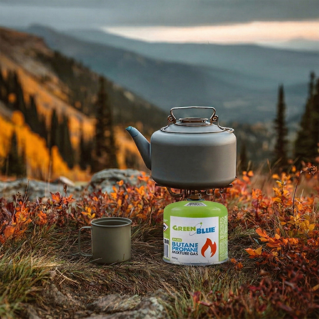 10 ks plynových kartuší GreenBlue 500 g. Certifikát: Pi 0437, v souladu s normou EN 417, butan-propan, teplotní rozsah -10 °C až +40 °C, závitový ventil 7/16'' GB499