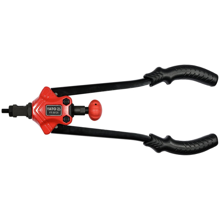 Ruční nýtovačka Yato, pro nýtovací matice velikostí M3–M12, protiskluzová rukojeť, hlavy z odolné oceli CrMo, YT-36128