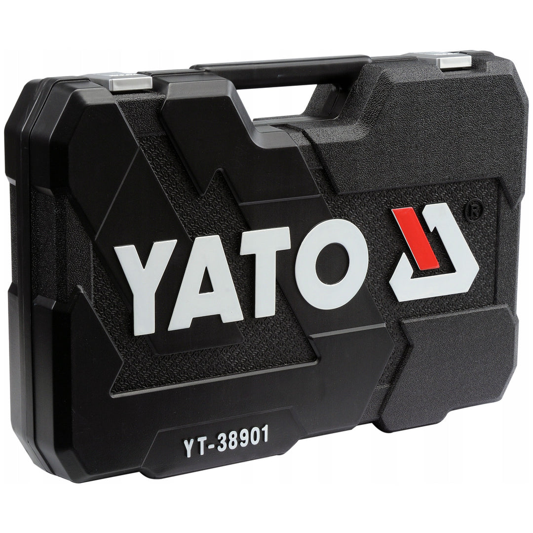 Profesionální sada nářadí Yato, 122 kusů (klíče, nástrčné hlavice, šroubováky, kladívko), šroubováky s magnetickými a kalenými hroty, YT-38901
