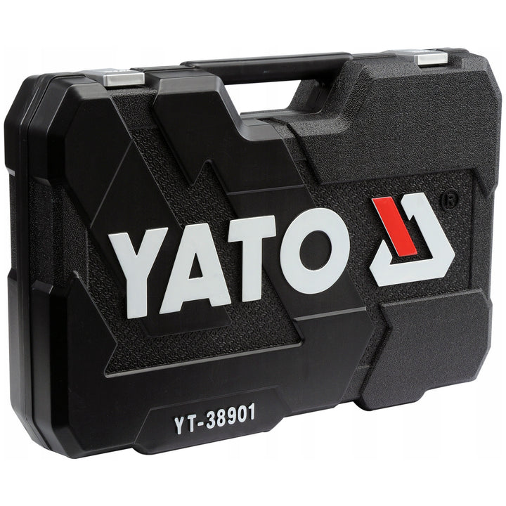 Profesionální sada nářadí Yato, 122 kusů (klíče, nástrčné hlavice, šroubováky, kladívko), šroubováky s magnetickými a kalenými hroty, YT-38901