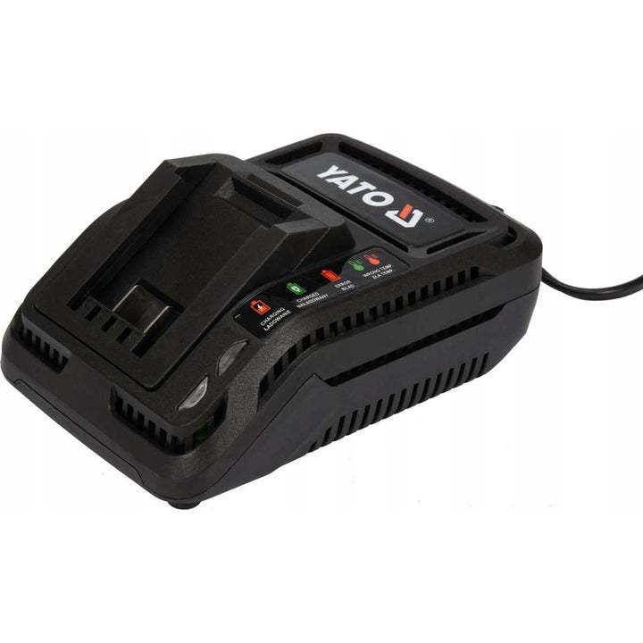 Akumulátorová mazací pistole Yato, v balení s nabíječkou a akumulátorem 3 Ah, tlak 620 bar, integrované pracovní LED osvětlení, vysoký výkon a výtěžnost 284 g/min, YT-07020