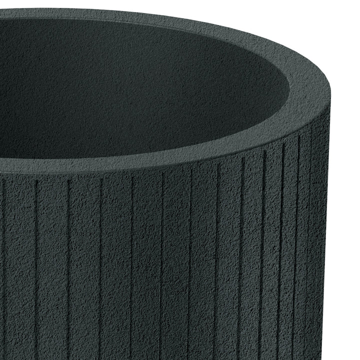 Květináč Ethick Coro Round, průměr 40 cm, výška 36 cm, matný povrch, odolný proti povětrnostním vlivům, odtokový otvor, barva tmavý grafit, TCR40-109GR