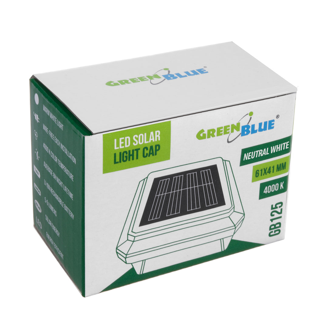 Solární LED lampa na sloupek GreenBlue, 60 × 40 mm, obdélníkový kryt, GB125, 2 ks