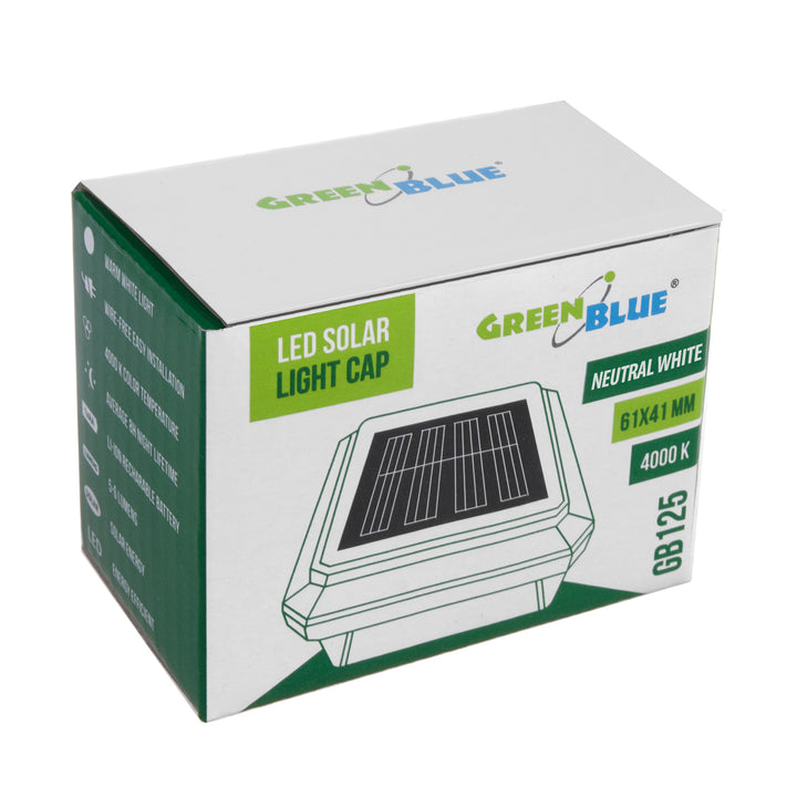 Solární LED lampa na sloupek GreenBlue, 60 × 40 mm, obdélníkový kryt, GB125, 2 ks