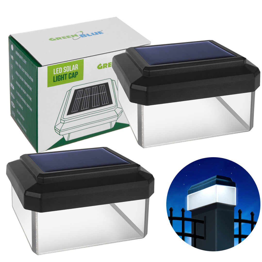 Solární LED lampa na sloupek GreenBlue, 60 × 40 mm, obdélníkový kryt, GB125, 2 ks