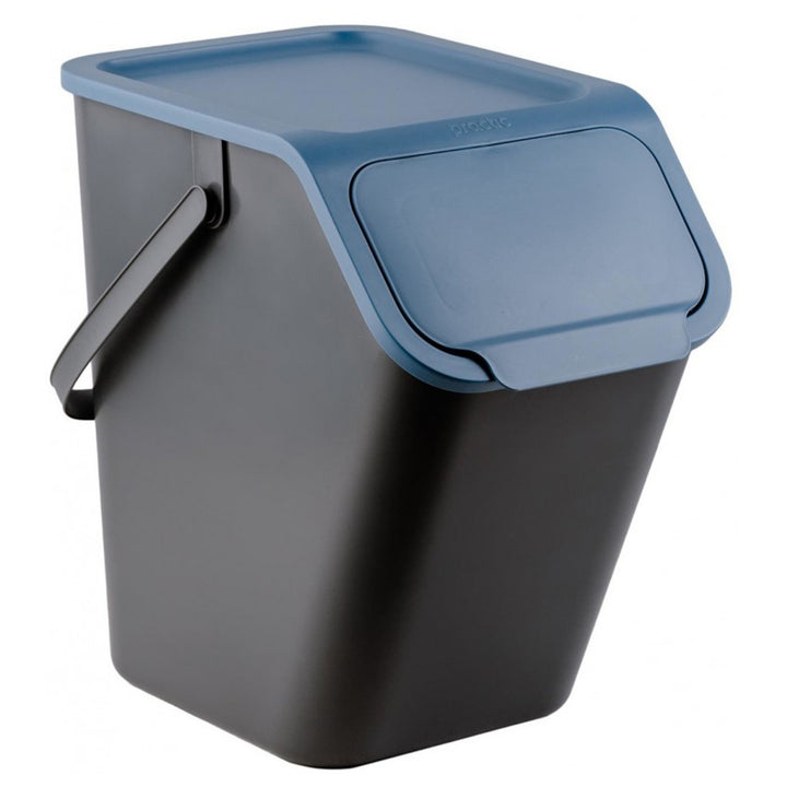 Sada 4 černých třídicích nádob BINI s barevnými víky (žluté/zelené/modré/hnědé) + 5 kusů uhlíkových filtrů