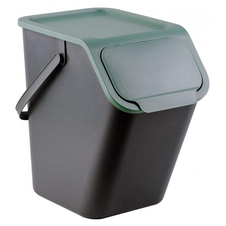 Sada 4 černých třídicích nádob BINI s barevnými víky (žluté/zelené/modré/hnědé) + 5 kusů uhlíkových filtrů