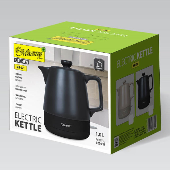 Keramická konvice Maestro, objem 1 l, příkon 1200 W, černá barva, MR-071
