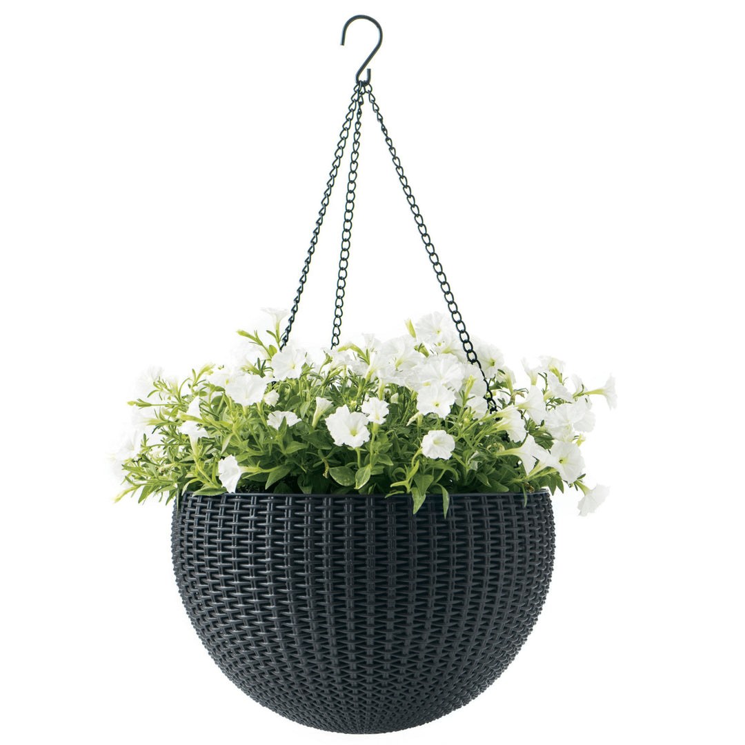 Závěsný květináč Keter Sphere Planter, barva antracitová, 4 ks