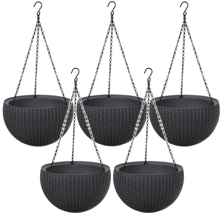 Závěsný květináč Keter Sphere Planter, barva antracitová, 5 kusů
