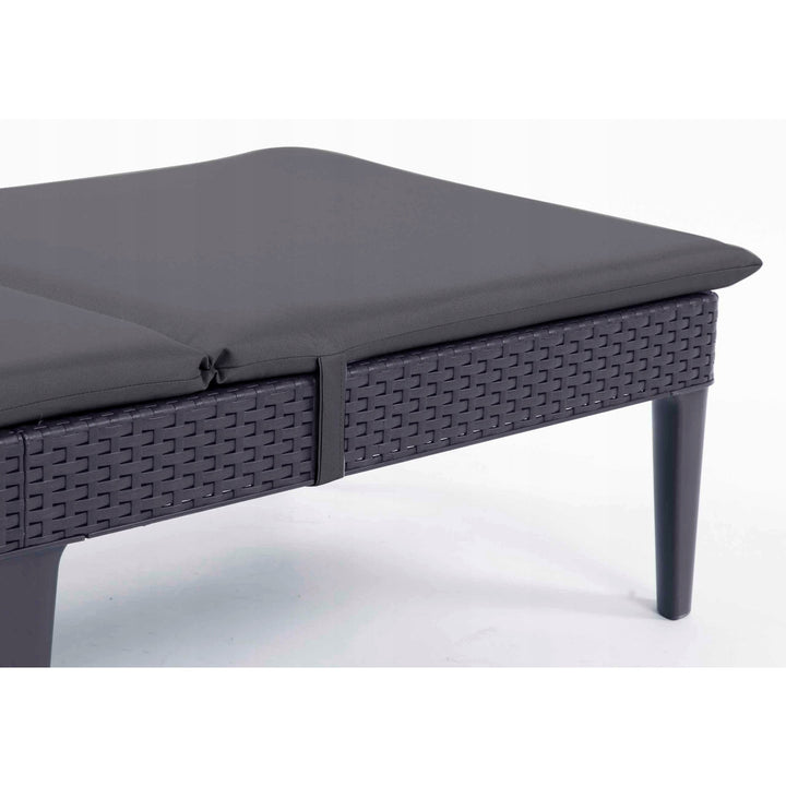 Polštář na lehátko Jaipur, tmavě šedá barva, látka S-500, rozměry 190 × 60 cm, dva systémy uchycení, voděodolný, lze prát vcelku, S-49