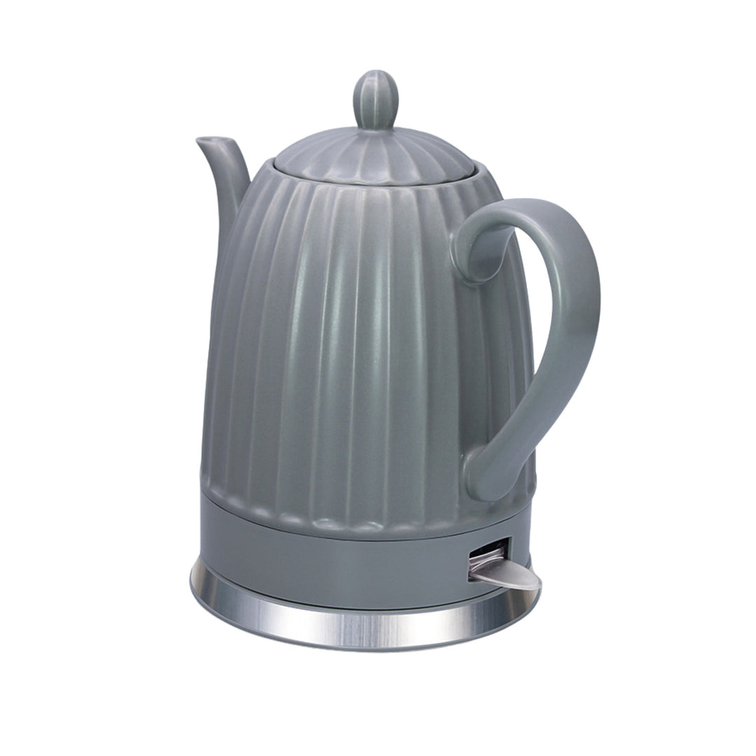 Keramická elektrická konvice Maestro, šedá barva, výkon 1500 W, objem 1,5 l, otočná základna, ukazatel hladiny vody, napájecí kabel 65 cm, MR-077