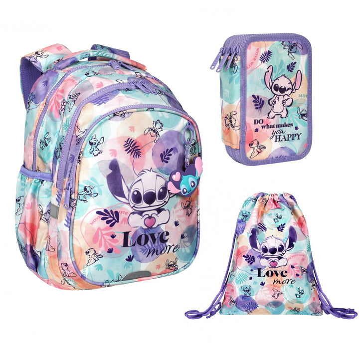 Školní sada Stitch Coolpack, dvoupolový batoh Jerry (15"), penál Jumper 3 a sportovní taška na boty