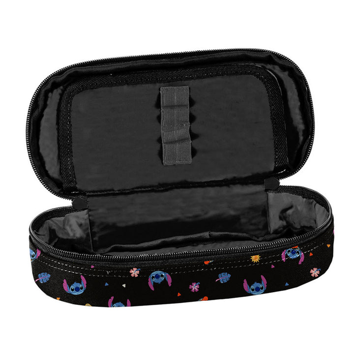 Školní sada Stitch Paso, batoh se třemi přihrádkami, oddílem na notebook a zpevněným dnem, penál s gumičkami na psací potřeby, vak na boty, který lze připevnit na záda, DS26MM
