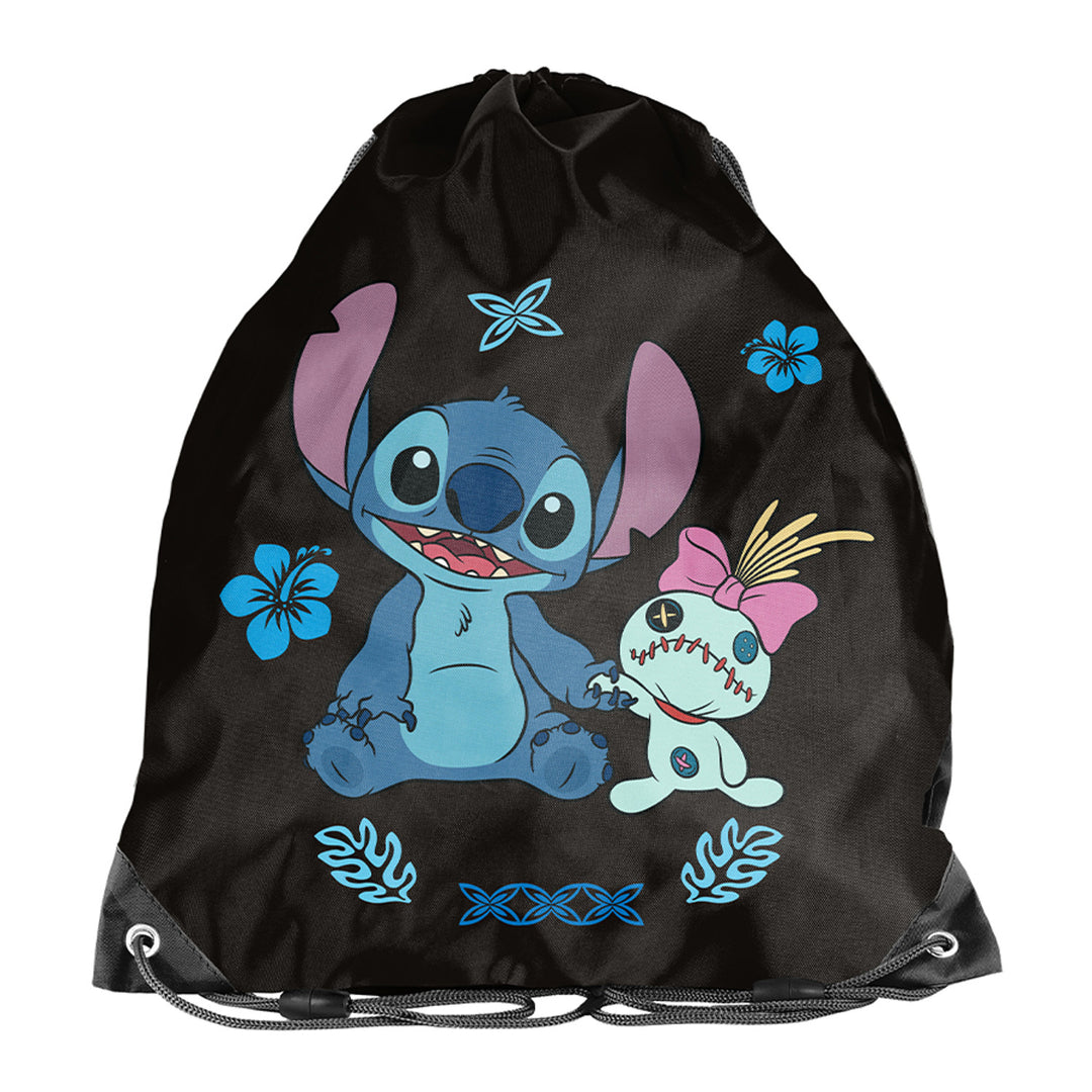 Školní sada Stitch Paso, batoh se třemi přihrádkami, oddílem na notebook a zpevněným dnem, penál s gumičkami na psací potřeby, vak na boty, který lze připevnit na záda, DS26MM