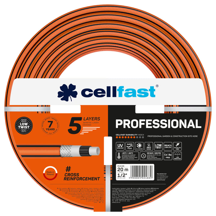 Zahradní hadice Cellfast Professional, průměr 1/2 palce, délka 20 m, 5vrstvá