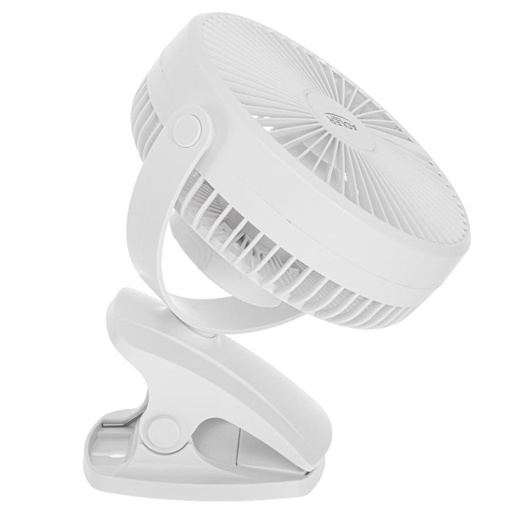 Stolní ventilátor s klipem, na baterii, 15,5 cm, otočný o 360°, USB-C, Adler