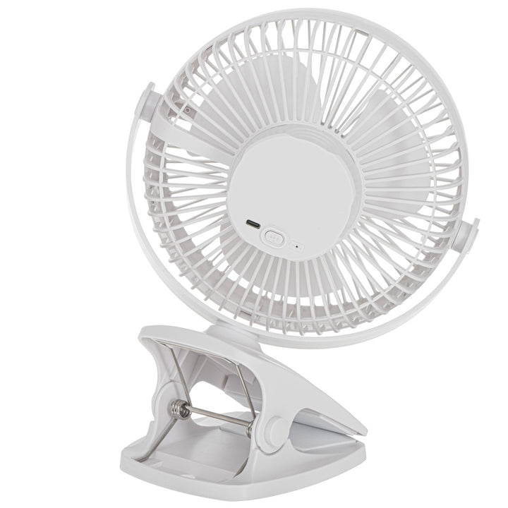 Stolní ventilátor s klipem, na baterii, 15,5 cm, otočný o 360°, USB-C, Adler